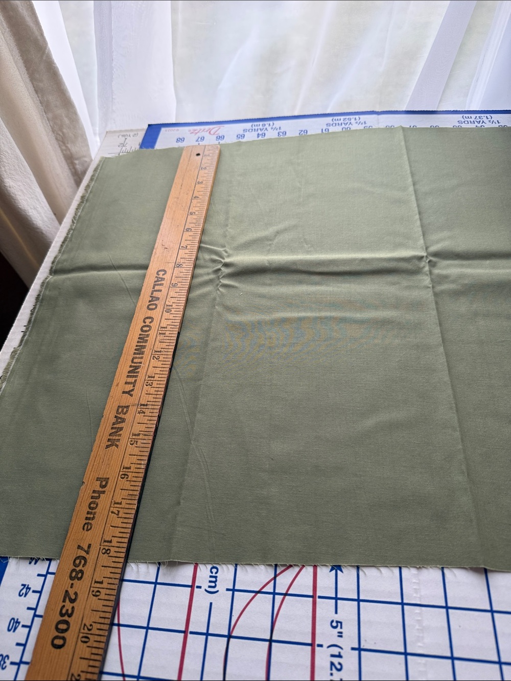 3 Yds Sage Green Tonal Floral Cotton Fabric 18” Wide Botanical Quilting - Picture 11 of 12